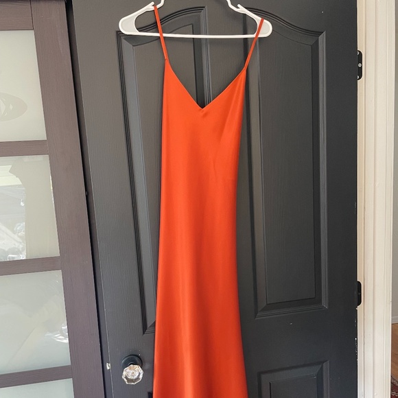 brooklyn dress in burnt orange satin reviews Rent We Are Rewritten Orange Dress UK 12